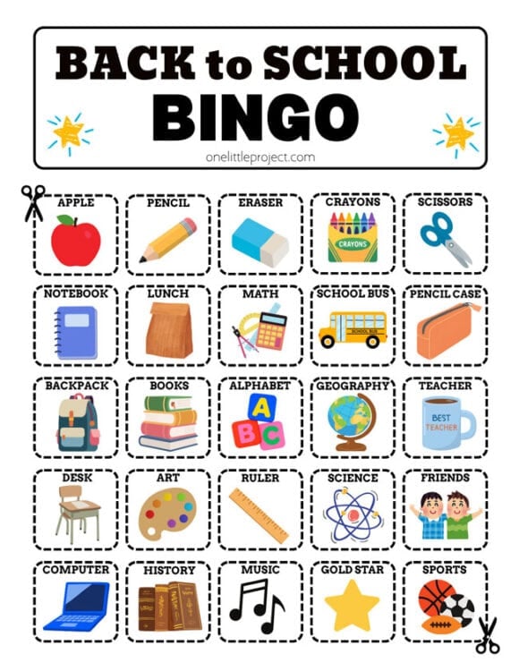 Back to School Bingo Calling Card Calling card for back to school bingo