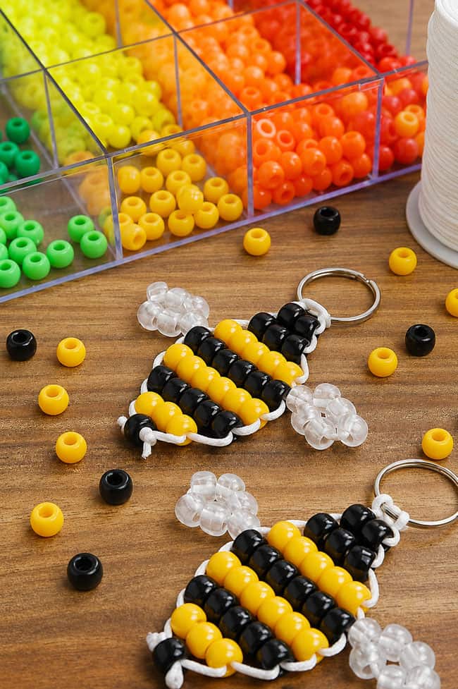 Beaded Bee Beaded bees with craft supplies to make more
