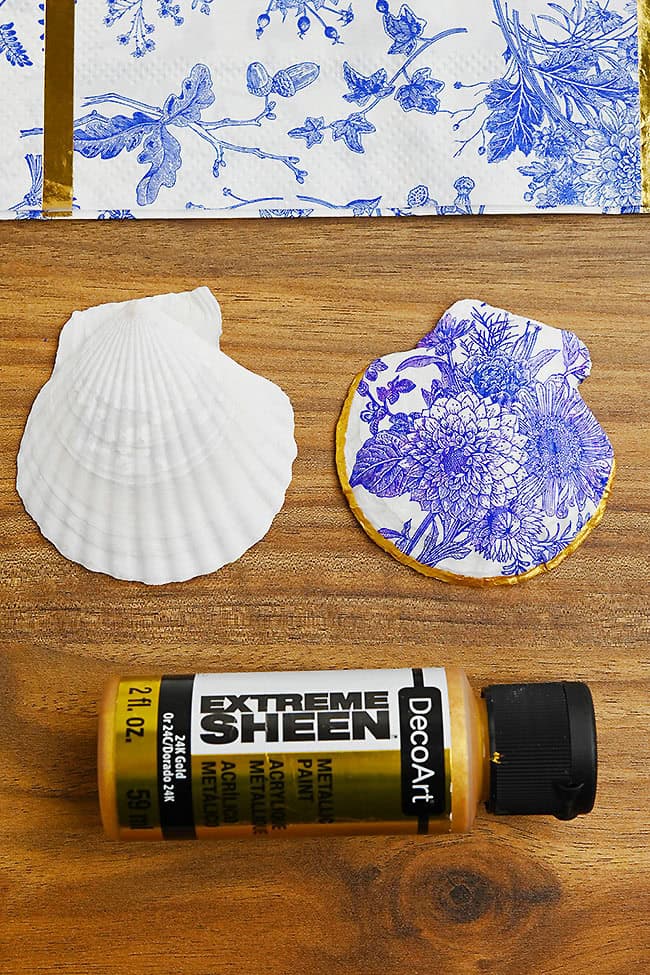 Decoupaging Shells Decoupage shell compared with a natural seashell