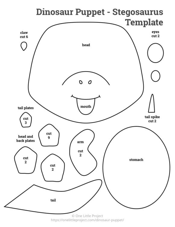 Dinosaur Puppet Template Stegosaurus printable dinosaur puppet template