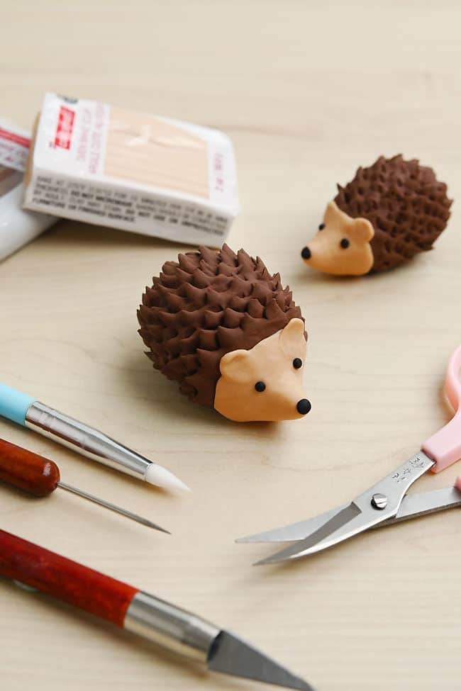 Easy Clay Hedgehog DIY clay hedgehog with craft supplies to make more