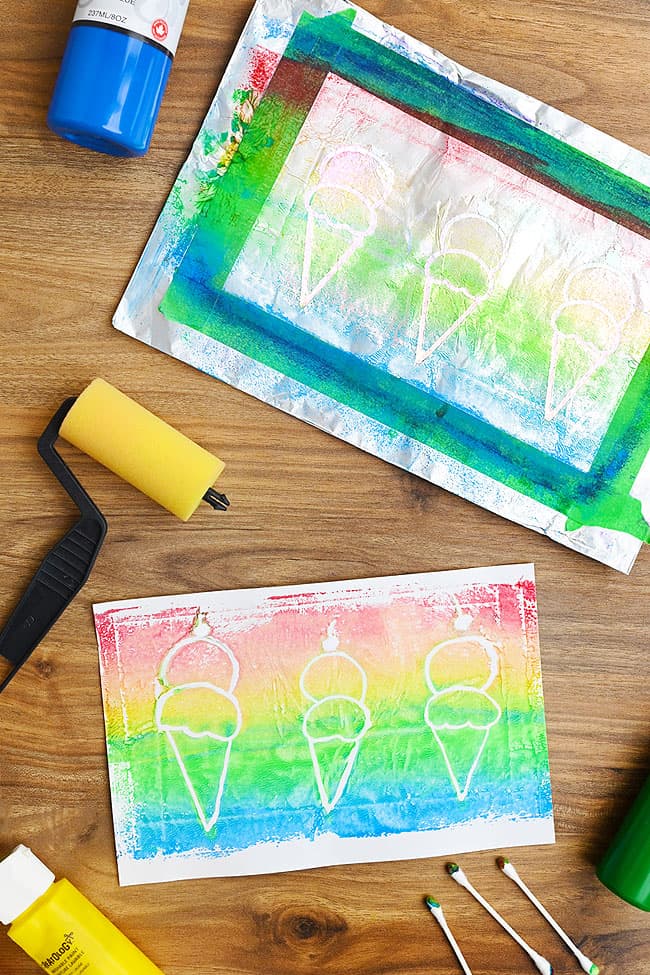 Easy Monoprinting Multi-color simple drawing made into a monoprint