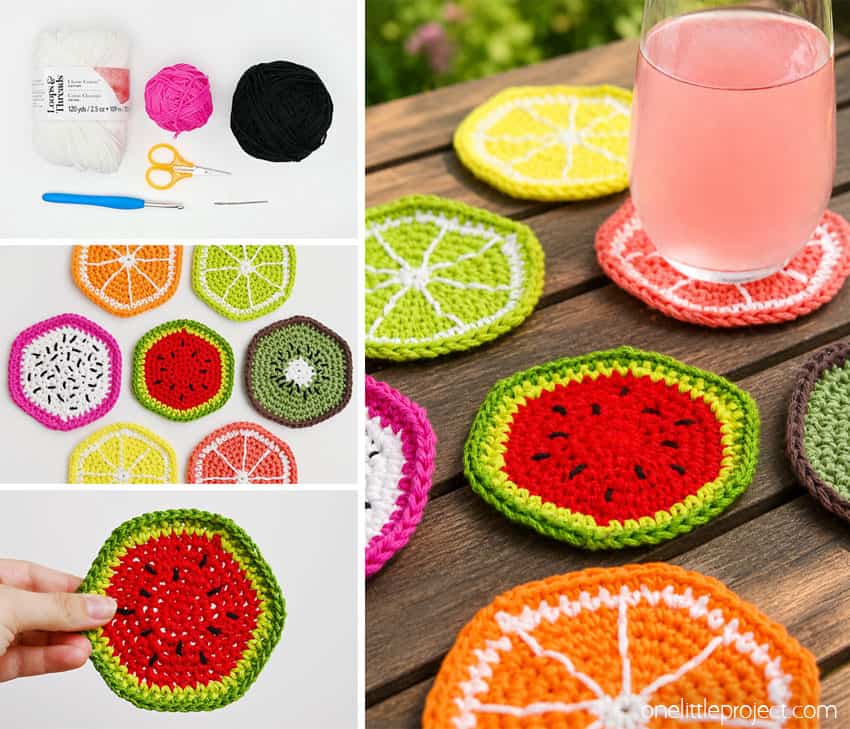 How to Make Crochet Fruit Coasters DIY crochet fruit coasters