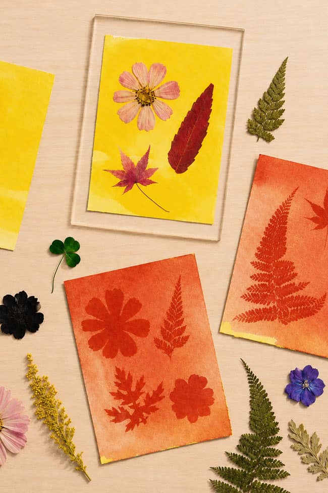 How to Make Turmeric Sun Prints Before and after examples of turmeric sun prints