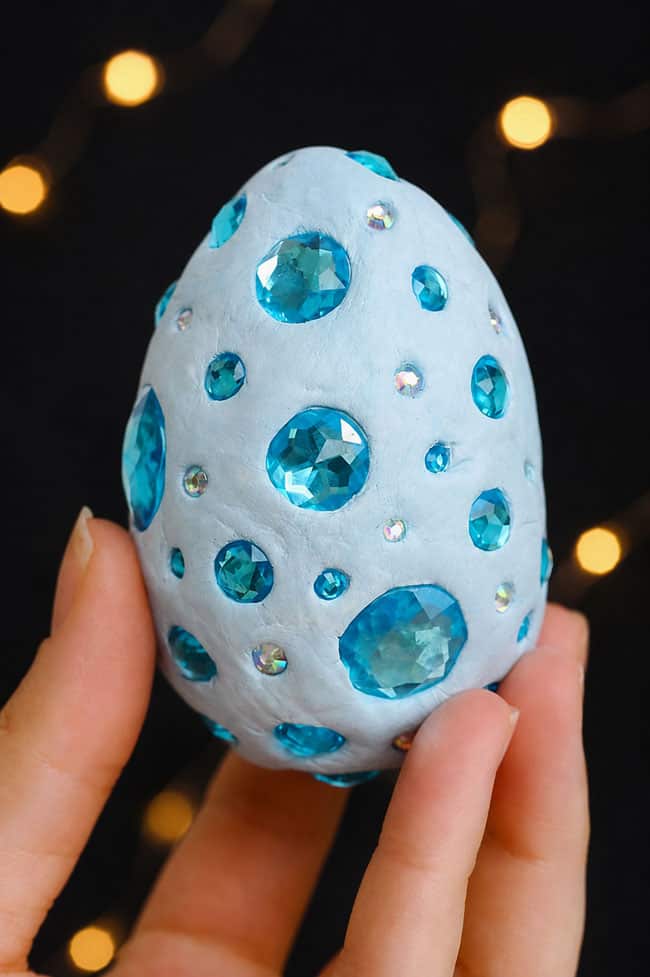 How to Make a Dragon Egg Closeup holding a blue dragon egg
