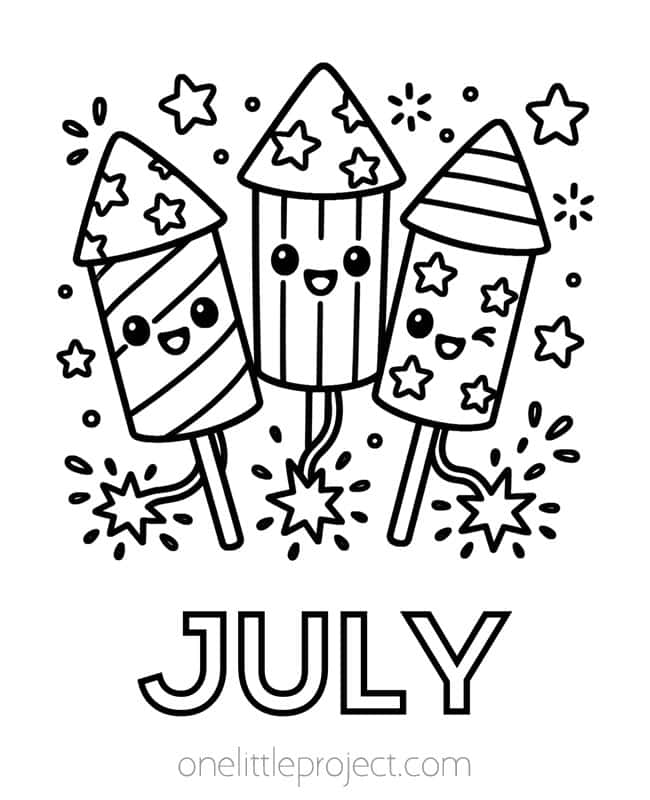July Coloring Pages July Coloring Pages - fireworks
