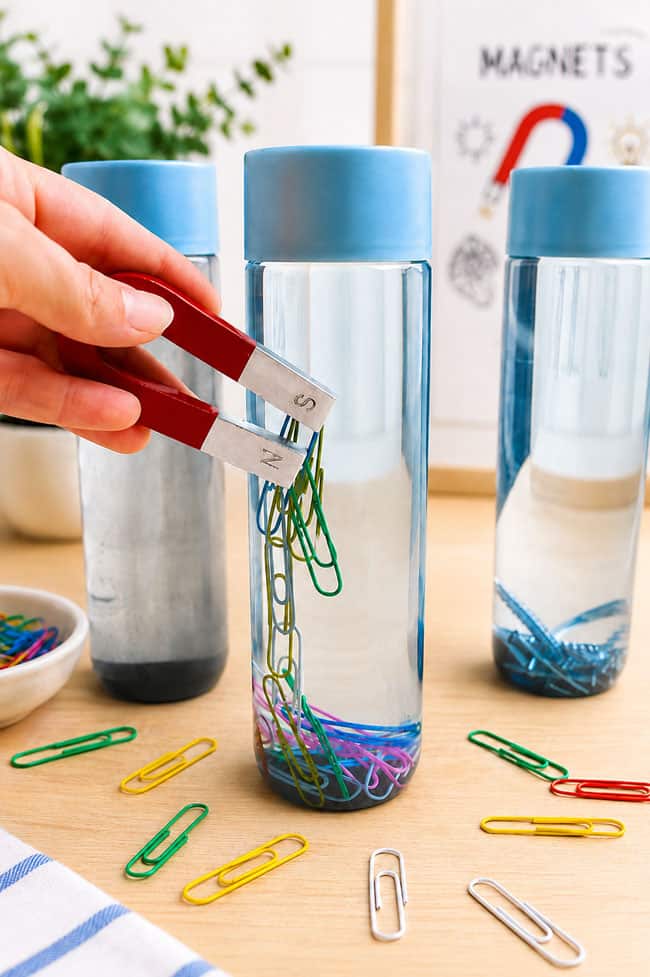 Magnetic Sensory Bottles Playing with a paper clip magnetic sensory bottle