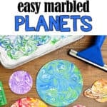Paint marbled paper planets