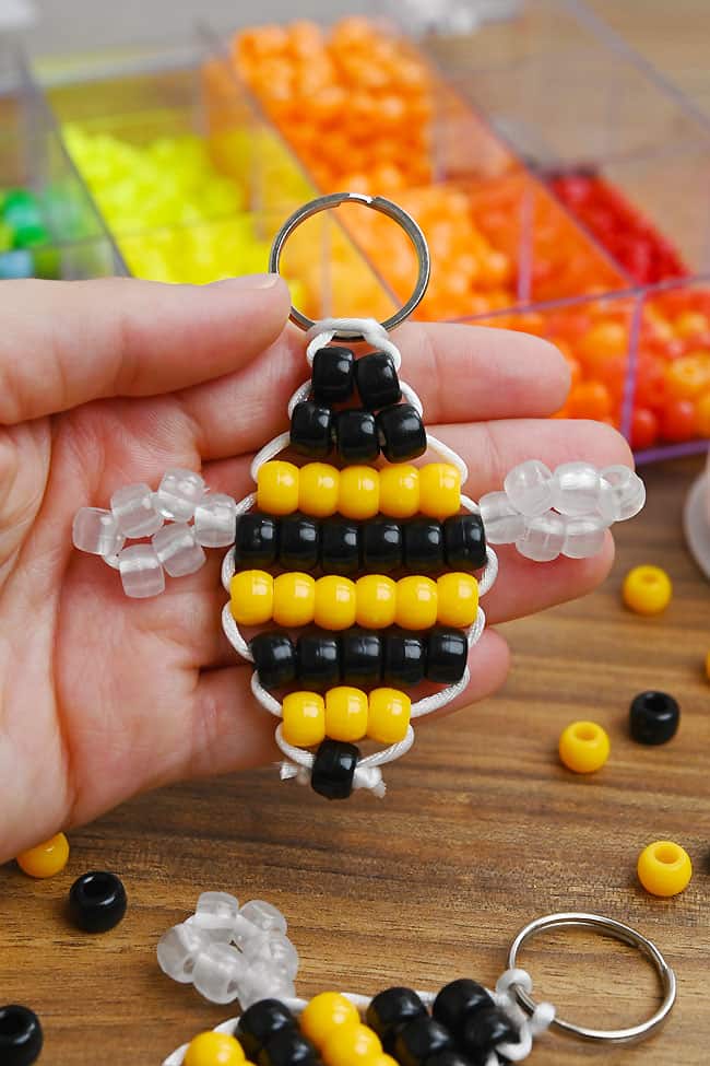 Pony Bead Bee Holding a pony bead bee keychain
