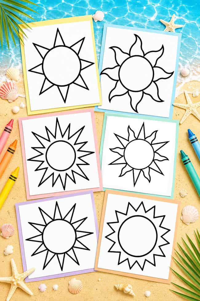 Printable sun outline PDFs for crafts
