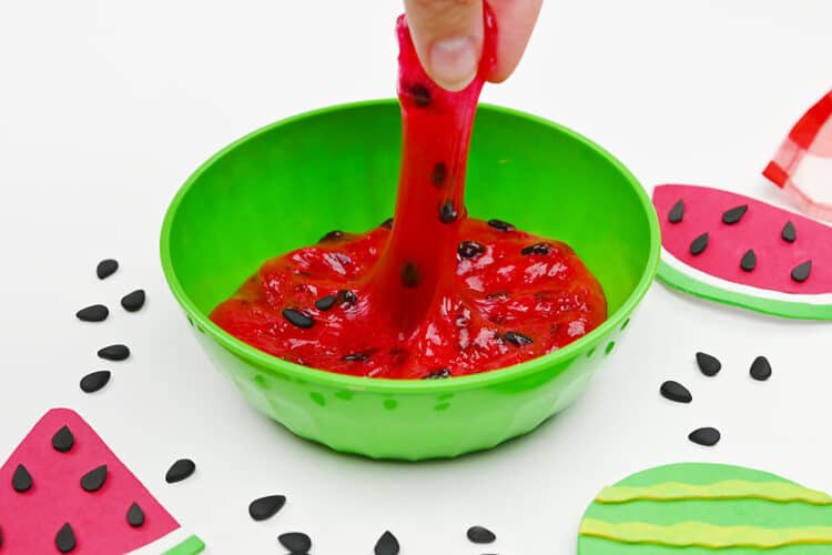Watermelon Slime Watermelon slime with clay seeds
