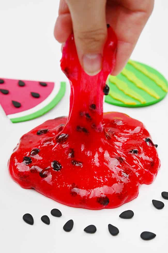 Watermelon Slime Recipe Stretchy watermelon slime recipe with seed add-ins