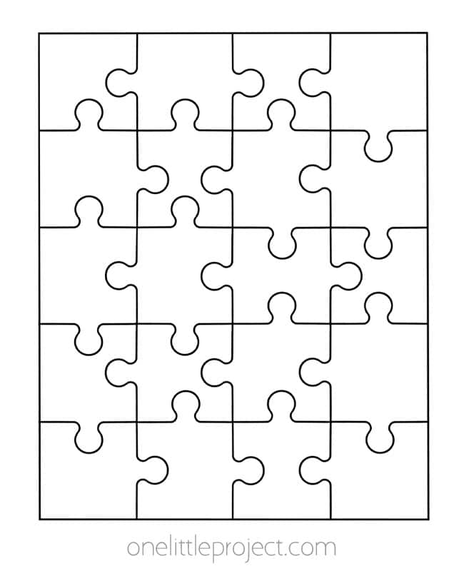Blank Puzzle Template Blank Puzzle Template - 20 piece puzzle in a 4 by 5 grid