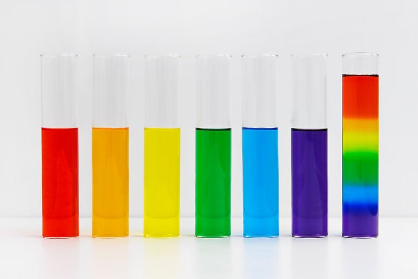 Density Experiment Density experiment done with rainbow sugar water