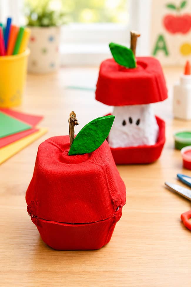Egg Carton Apples Egg carton apple craft