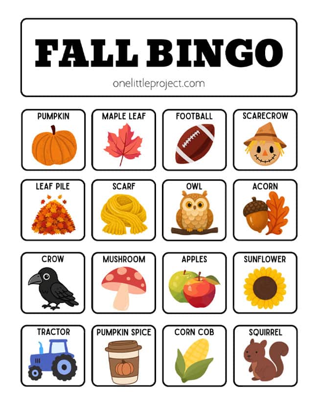 Fall Bingo Boards Cute fall bingo boards