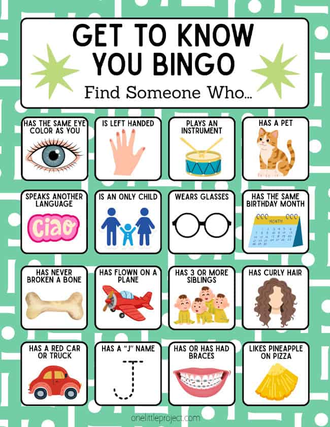 Get to Know You Bingo Cards Cards for get to know you bingo