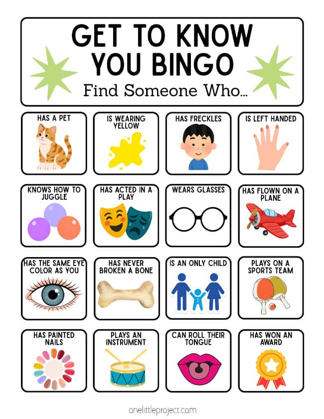 Get to Know You Bingo Questions Questions for getting to know you bingo