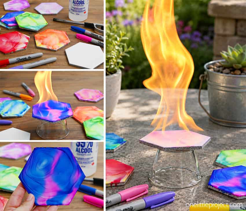 How to Make Fire Art Tile Coasters DIY fire art tile coasters