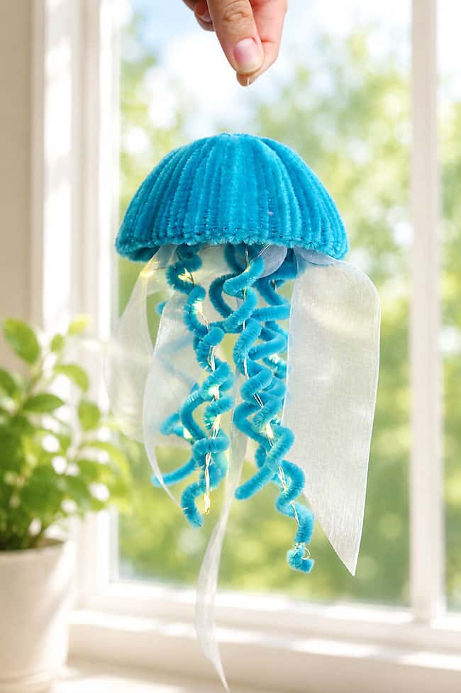 How to Make a Pipe Cleaner Jellyfish Holding a pipe cleaner jellyfish in the living room