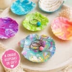 Marbled shell trinket dishes with paint marbling decoupage