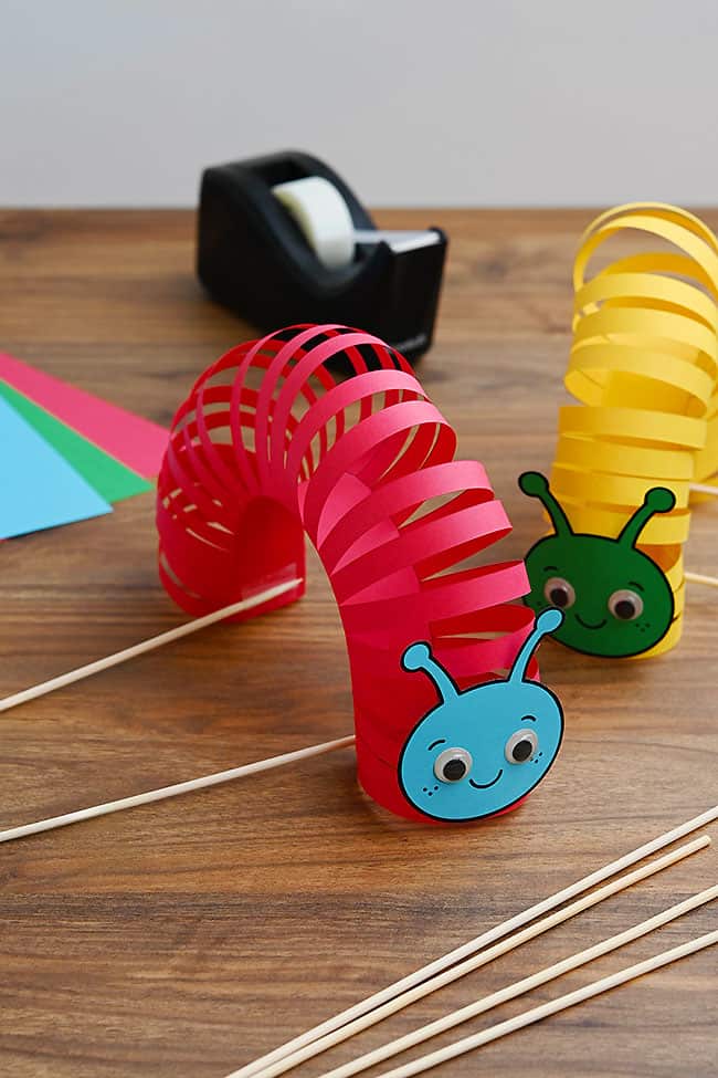 Moving Caterpillar Paper Craft Cute moving caterpillar paper crafts in different colours