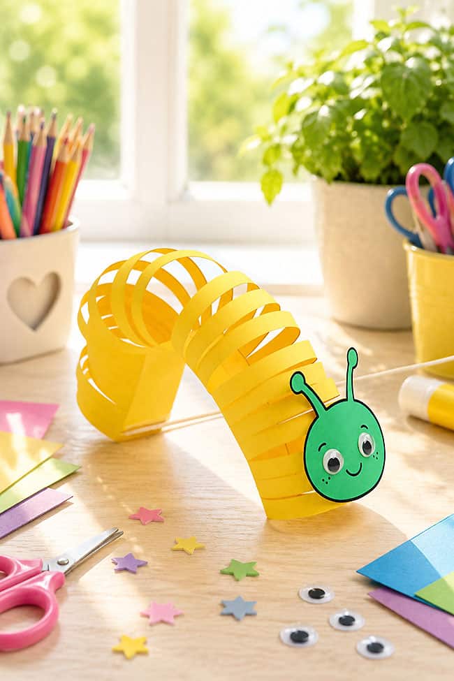 Paper Caterpillar Craft Paper caterpillar with craft supplies to make more