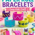 Kids bracelets made with paper rolls and yarn