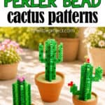 Cactus decorations made from Perler beads