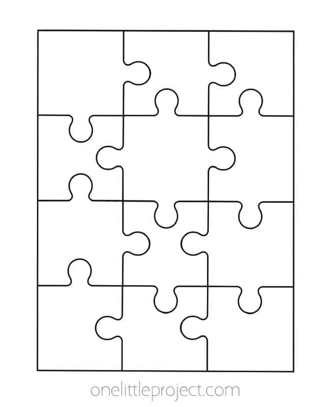 Puzzle Template Puzzle Template - 12 pieces in a 3 by 4 template