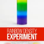 Density experiment with rainbow colored water