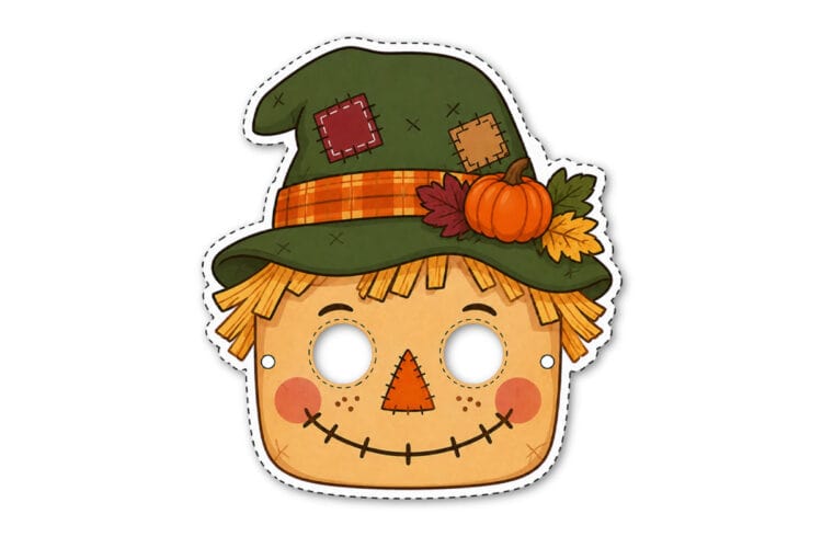 Printable mask of a scarecrow