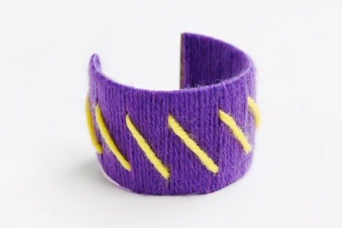 Yarn Wrapped Paper Roll Bracelets