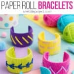 Yarn wrapped paper roll bracelets