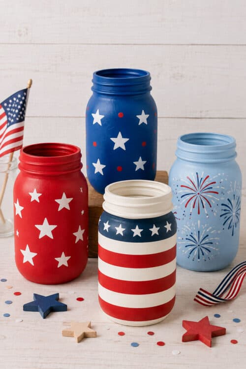 Painting Mason Jars 4th of July Painted Mason Jars