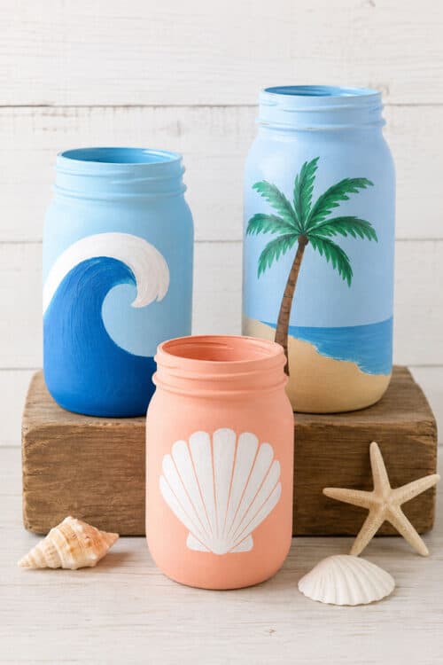 Mason Jar Painting Beach Painted Mason Jars