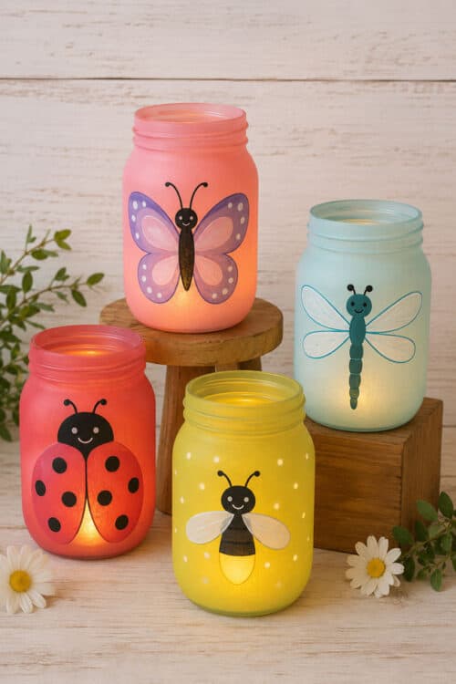 Mason Jar Painting Bug Painted Mason Jars