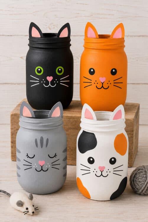 Painted Mason Jars Cat Painted Mason Jars