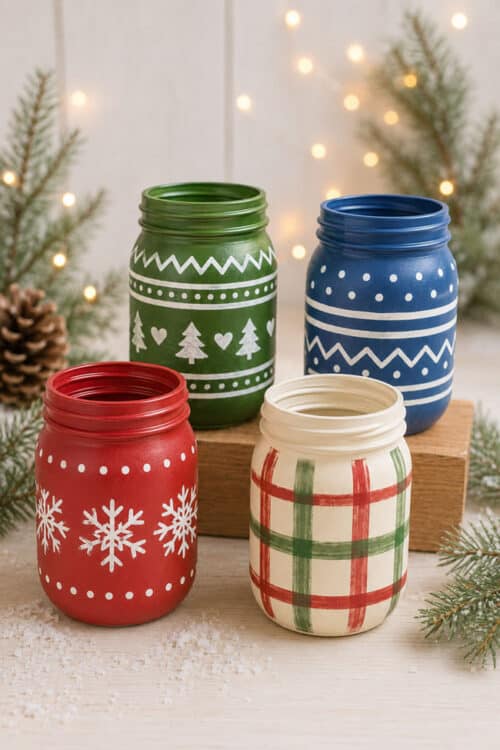 Painting Mason Jars Christmas Sweater Painted Mason Jars
