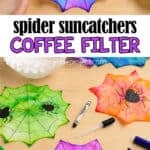 Spider suncatchers made with coffee filters and markers