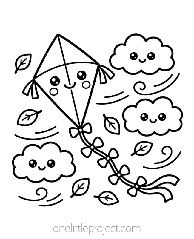 Coloring Sheets for September Coloring Sheets for September - windy day with a kite