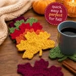 Maple leaf crochet coasters