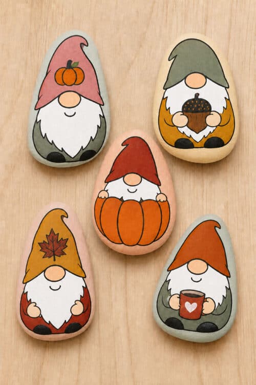 Fall Rock Painting Fall gnome rock painting