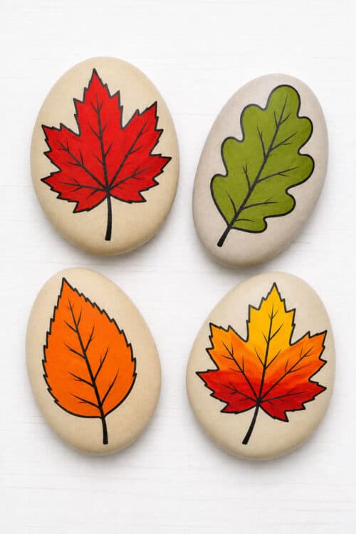 Fall Painted Rocks Fall leaves rock painting