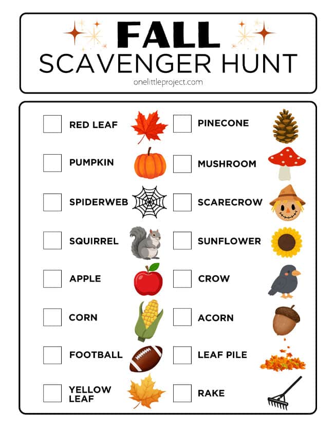Ideas for fall scavenger hunts