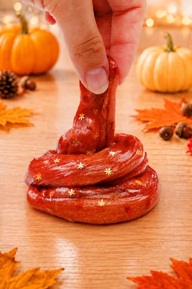 Fall Slime Recipe Making a confetti filled fall slime recipe
