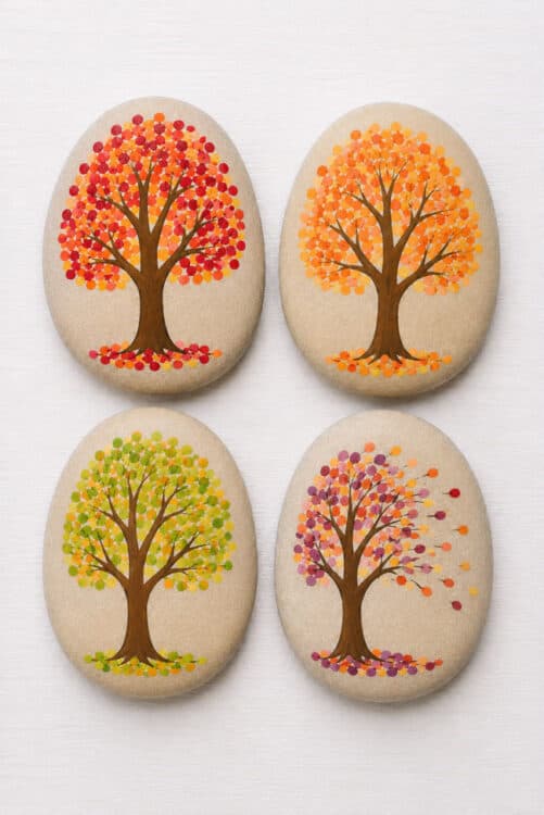 Fall Painted Rocks Fall tree painted rocks