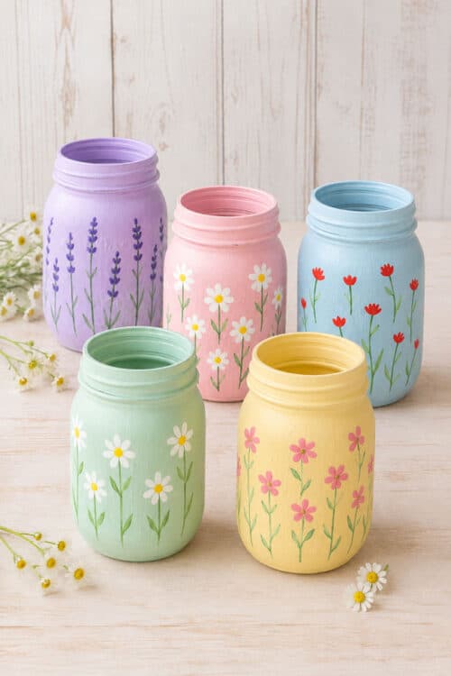 Mason Jar Painting Flower Painted Mason Jars