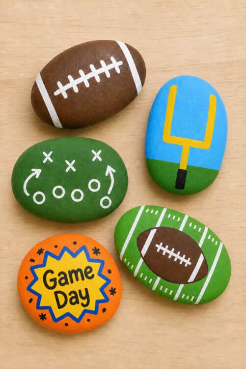 Fall Rock Painting Ideas Football rock painting