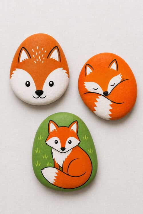 Autumn Painted Rocks Fox painted rocks